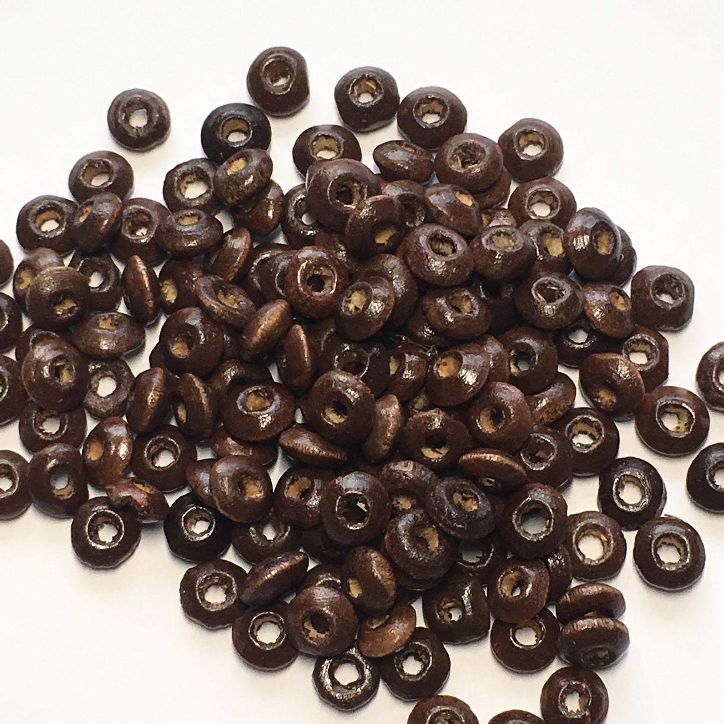 Dark Brown Wood Saucer Beads, 3 x 6 mm, 150 Beads