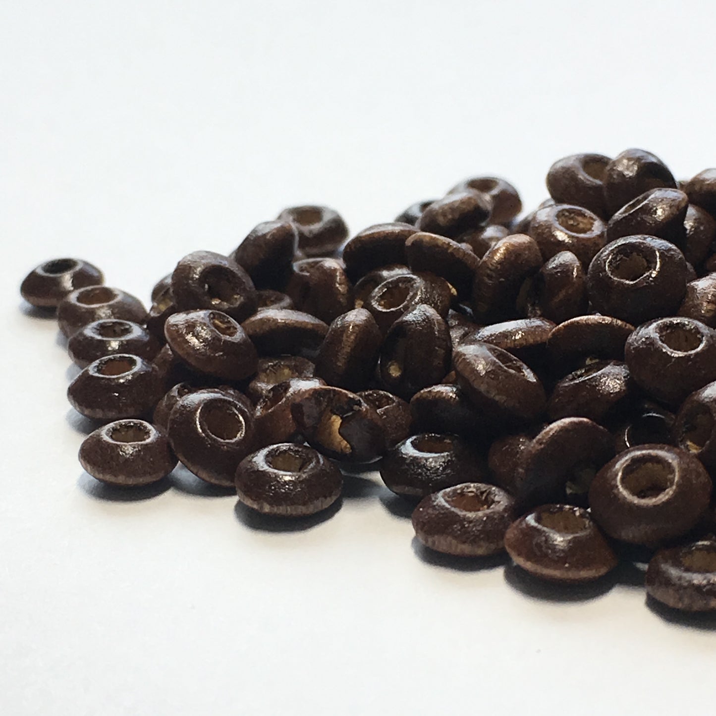 Dark Brown Wood Saucer Beads, 3 x 6 mm, 150 Beads