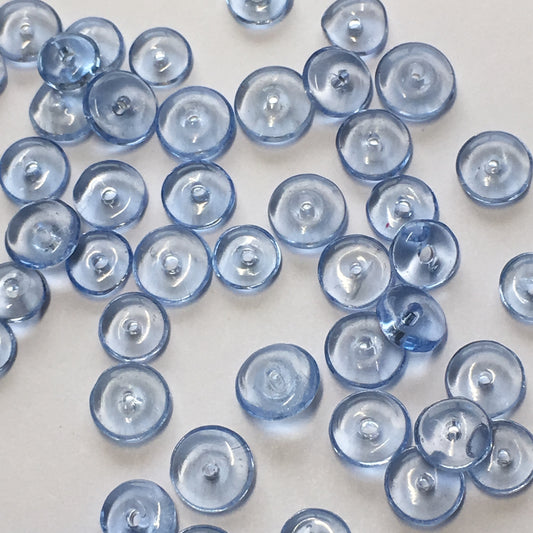 Transparent Light Blue Glass Saucer Beads, 2 x 6 mm, 40 Beads