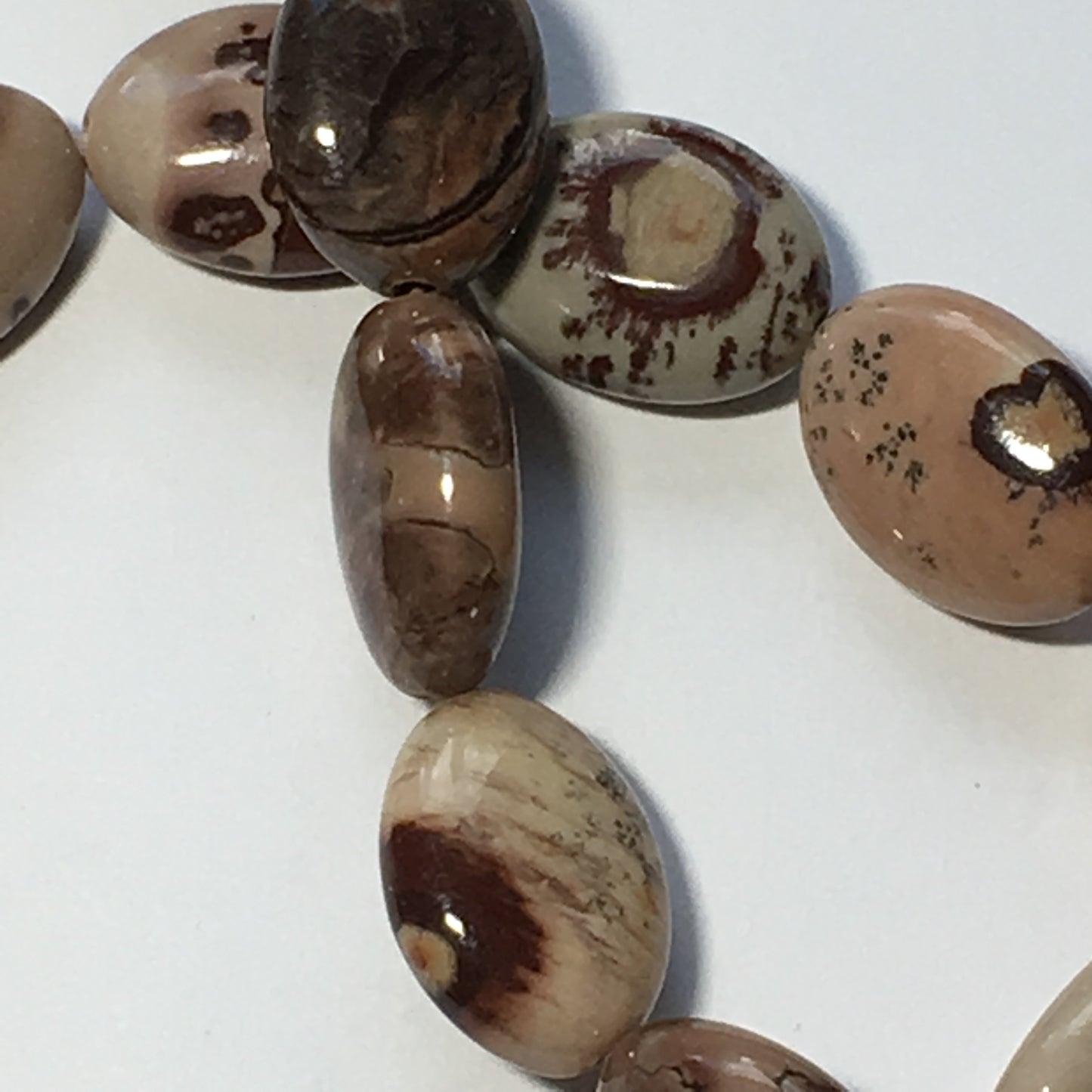 Paintbrush Coffee Bean Jasper Semi-Precious Stone Oval, Flats, 15 x 10 mm - 29 Beads