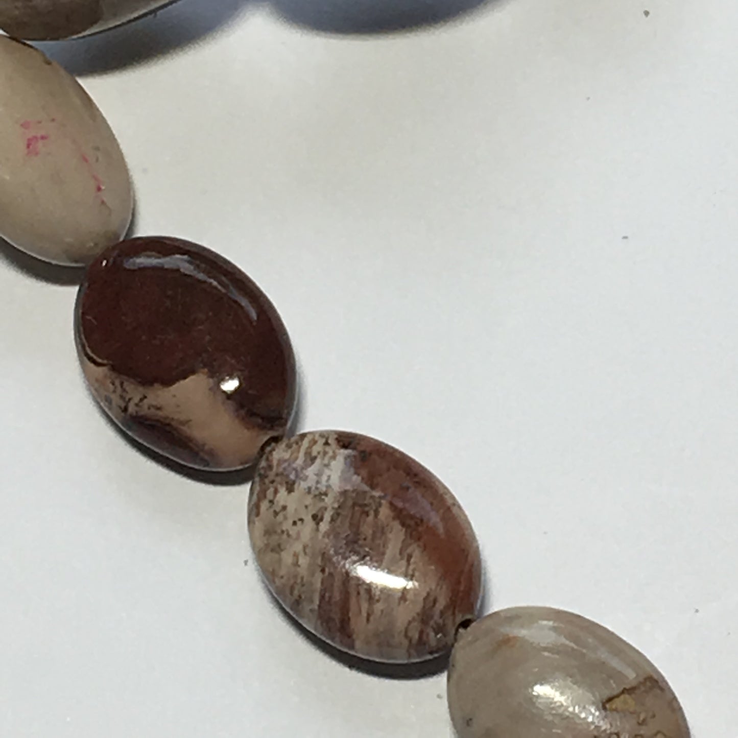 Paintbrush Coffee Bean Jasper Semi-Precious Stone Oval, Flats, 15 x 10 mm - 29 Beads