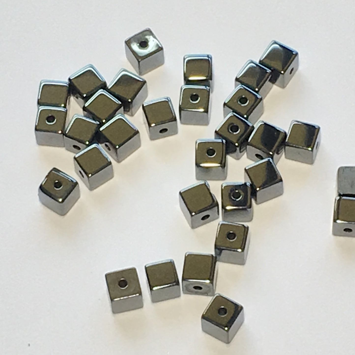 Hematite Glass Cube / Square Beads, 3 mm, 30 Beads