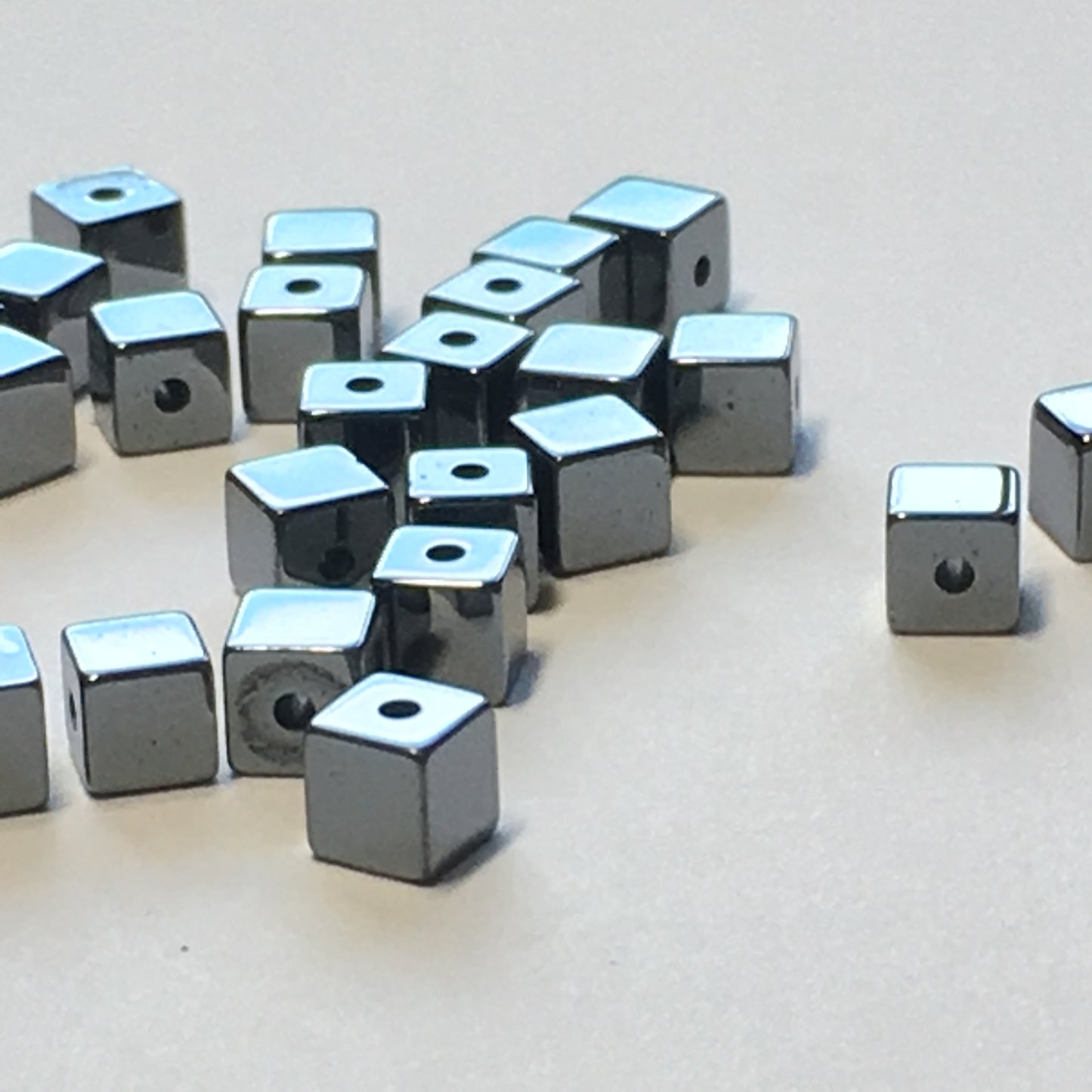 Hematite Glass Cube / Square Beads, 3 mm, 30 Beads