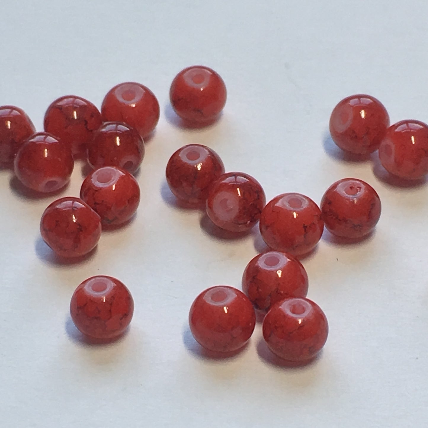 Red Painted Glass Round Beads, 4 mm, 20 Beads