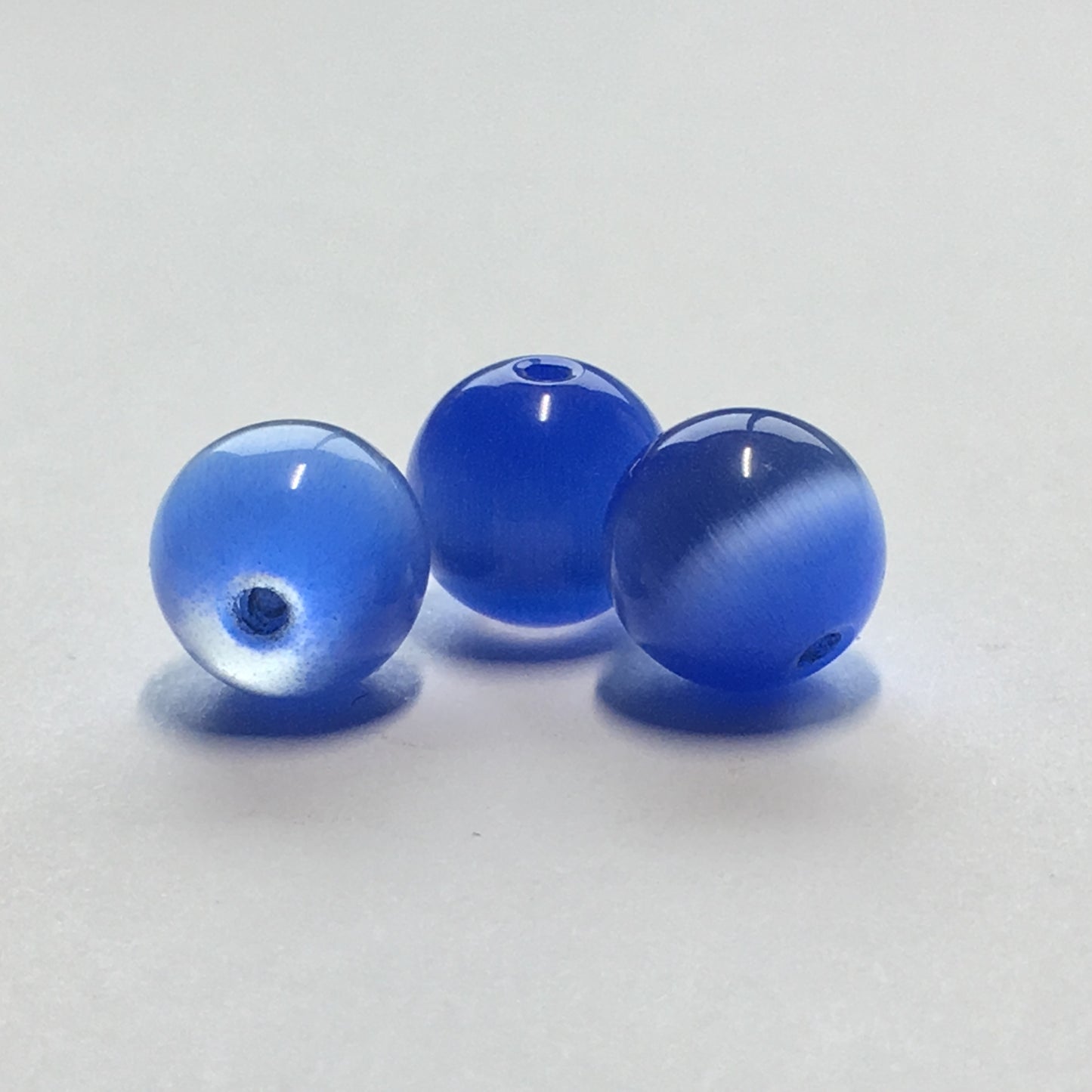 Blue Cat's Eye Round Beads 9 mm - 3 Beads
