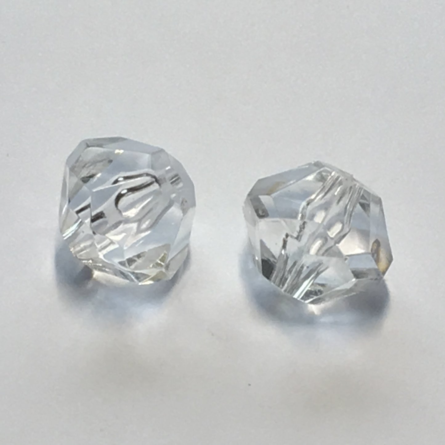 Clear Acrylic Faceted Round Beads, 15 x 19 mm - 2 Beads