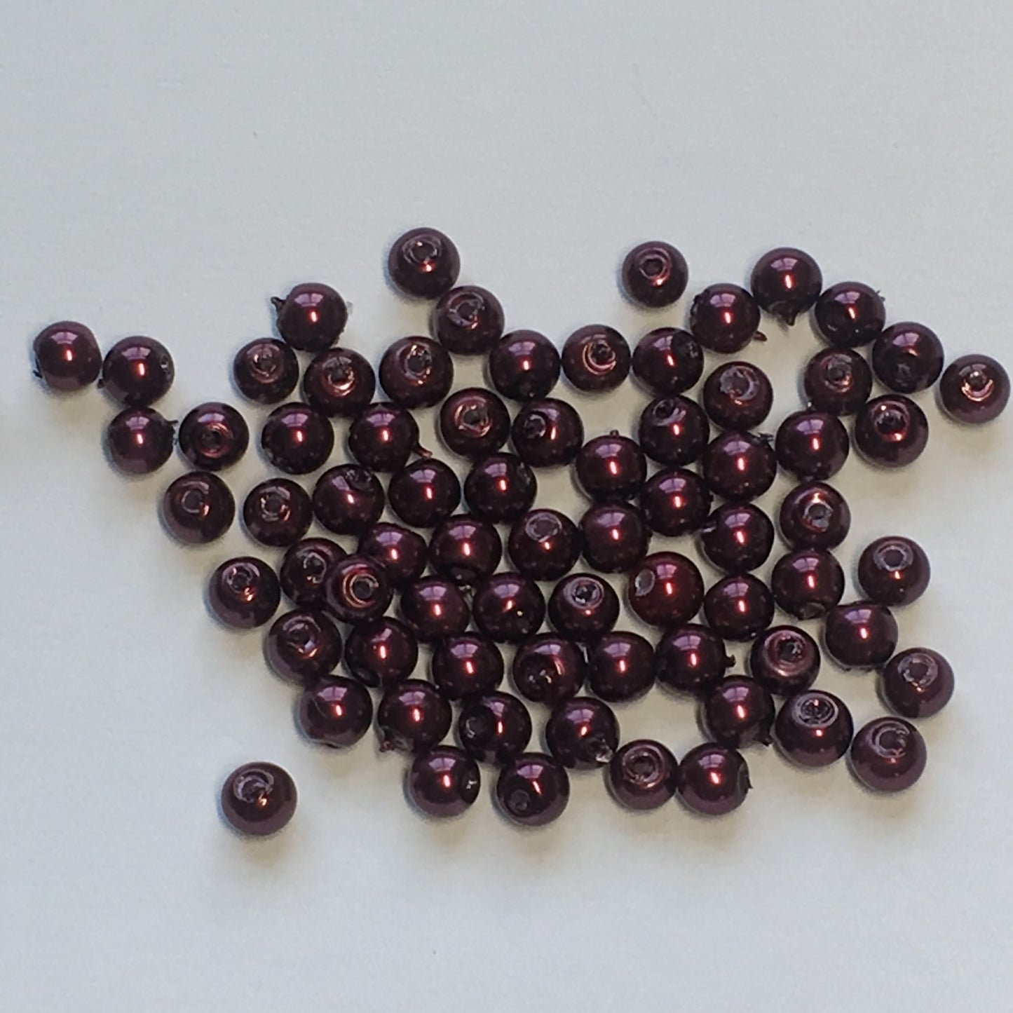 Dark Purple Pearl Round Glass Beads, 4 mm - 75 Beads