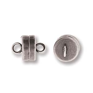 Antique Silver Plate Closed Loop Magnetic Clasps, 7 mm - Pack of 3