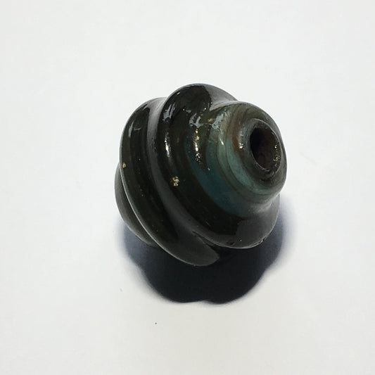 Green LampWork Glass Bead Pendant/Focal Bead, 20 x 25 mm