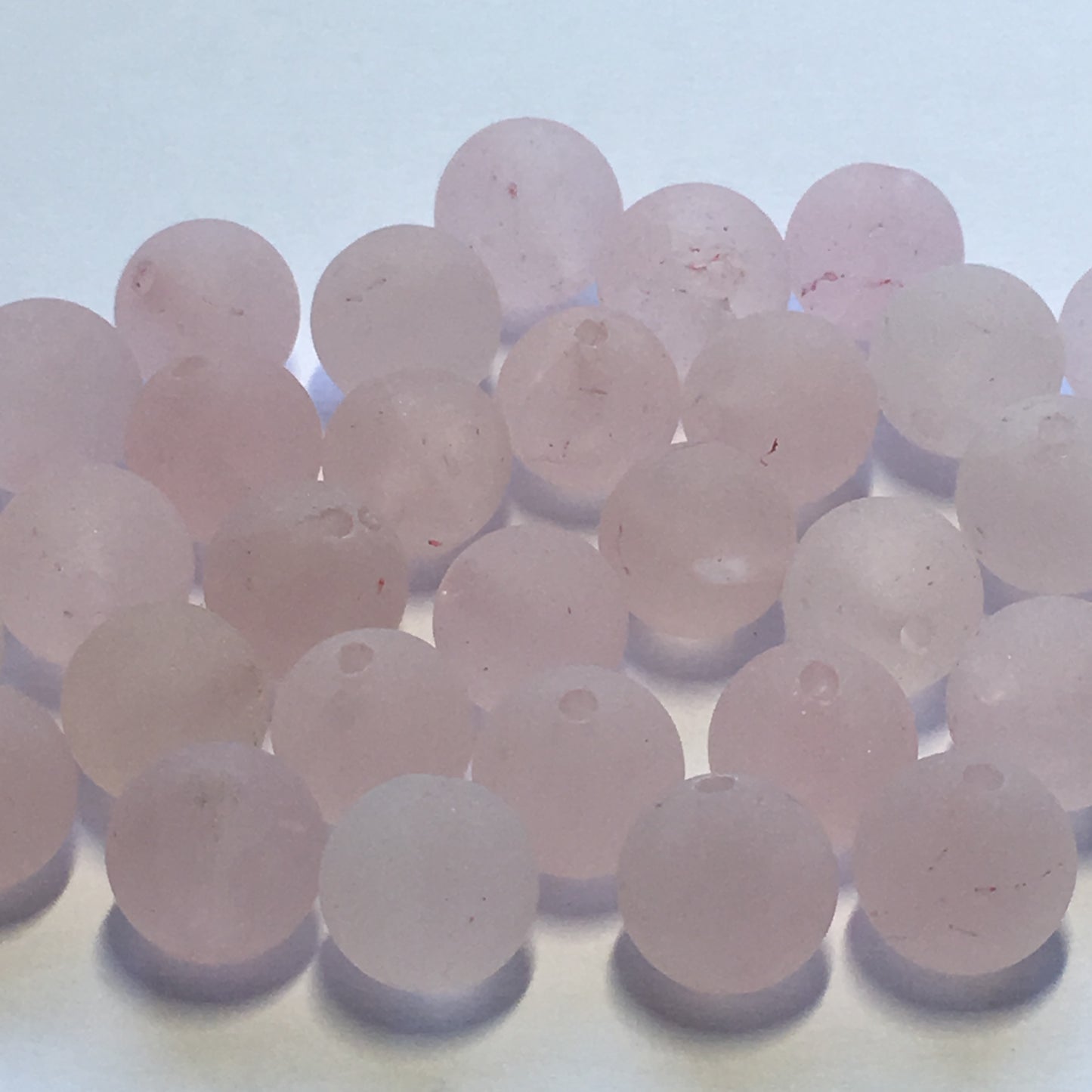 Gently Used Frosted Rose Quartz Semi-Precious Stone Round Beads, 8 mm - 33 Beads