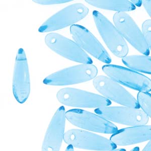 Light Aqua Glass Dagger Beads , 3 x 11 mm - 25 Beads