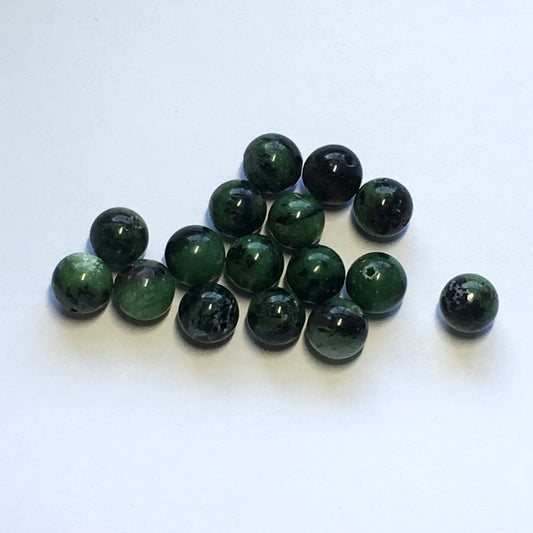 Kambaba Jasper Semi-Precious Green and Black Stone Round Beads, 8 mm - 20 Beads