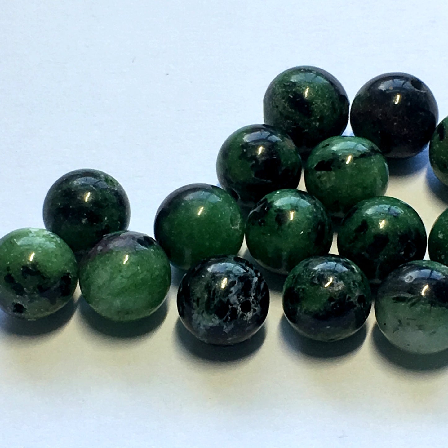 Kambaba Jasper Semi-Precious Green and Black Stone Round Beads, 8 mm - 20 Beads