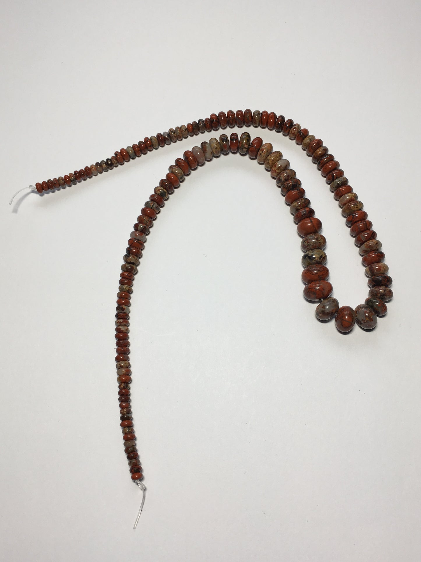 Red Silver Leaf Jasper Semi-Precious 3-10 mm Rondelles, Ready to Make Necklace Beads, 16-Inch Strand