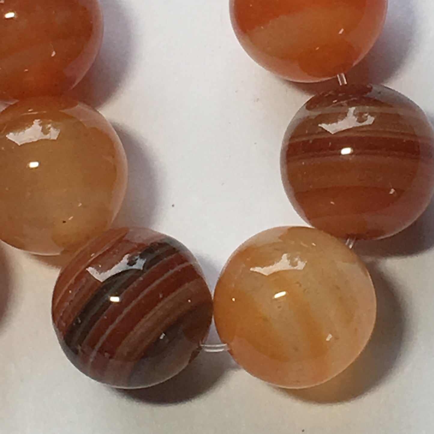 Orange Agate Semi-Precious Stone Round Beads, 10 mm - 21 Beads