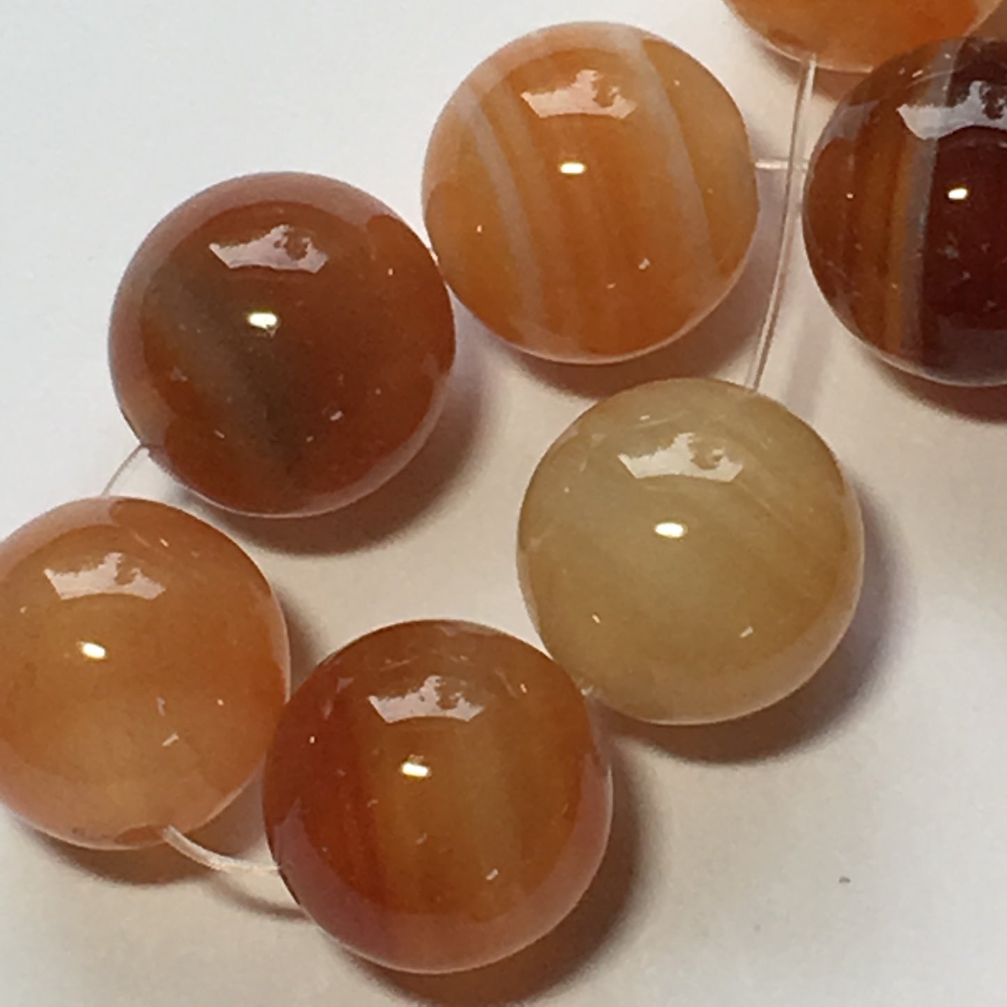 Orange Agate Semi-Precious Stone Round Beads, 10 mm - 21 Beads