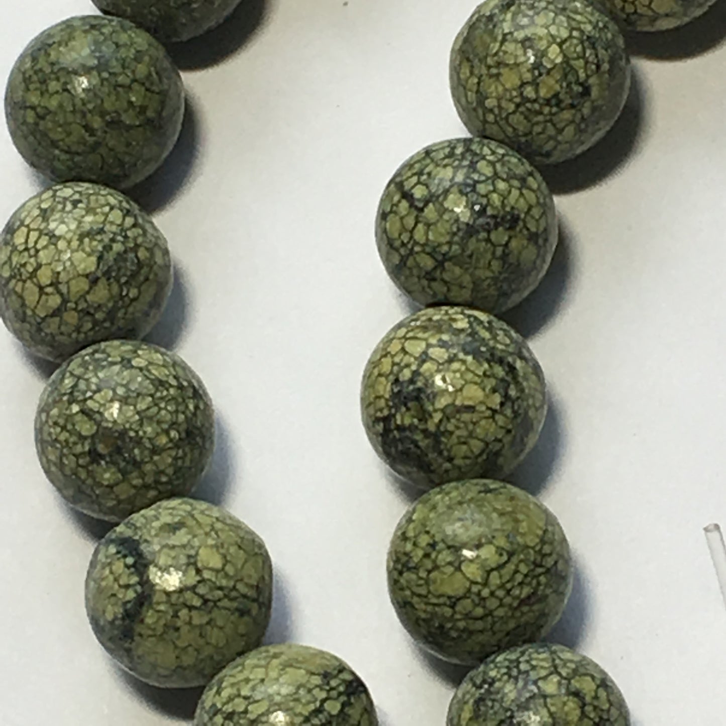 Natural Green Serpentine Semi-Precious Round Stone Beads, 8 mm - 16-Inch Strand; 49 Beads