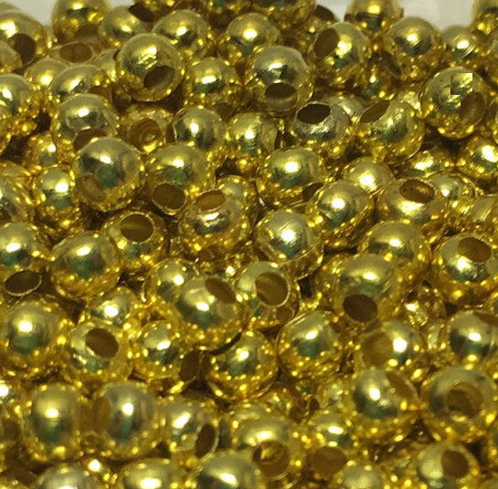 Gold Plated Round Spacer Beads,  1.75 x 2.4 mm - 100 Beads