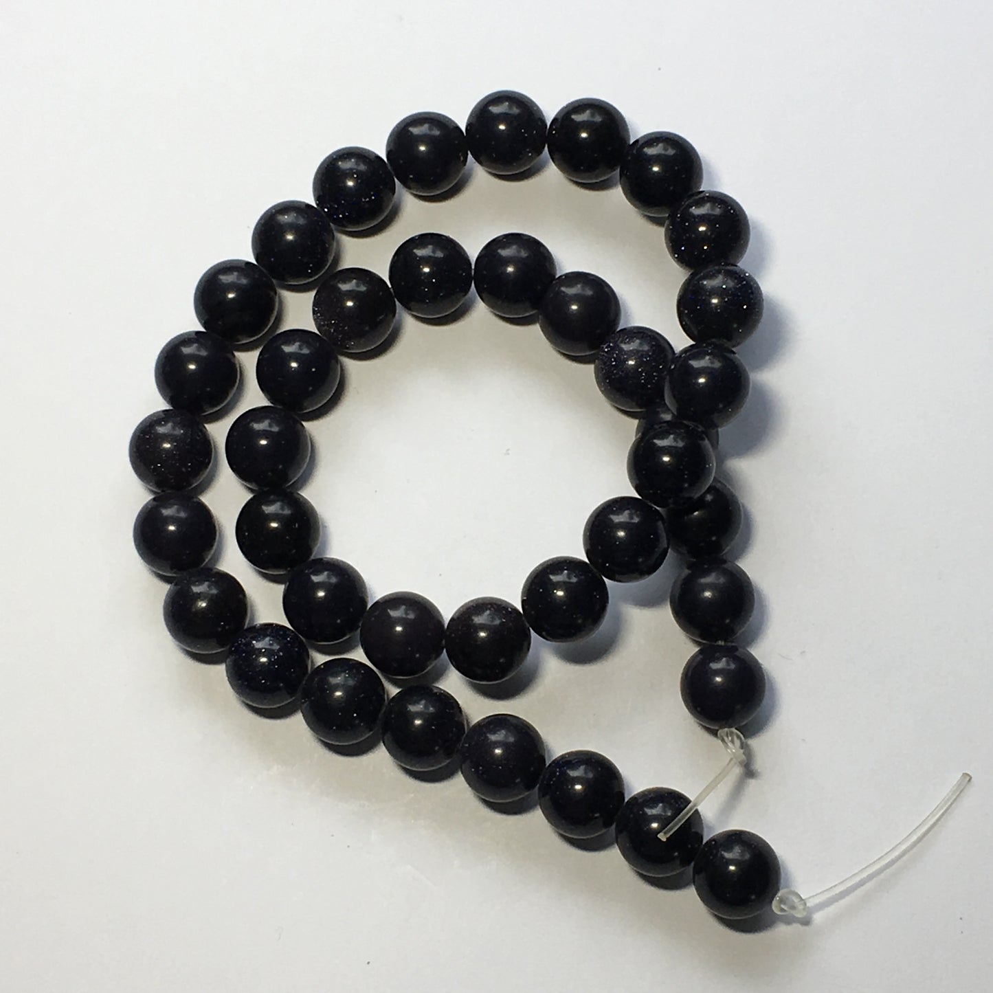 Blue Goldstone Semi-Precious Stone Round Beads, 10 mm - 39 Beads