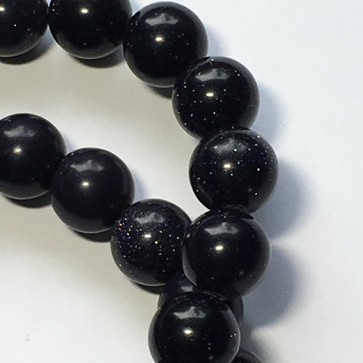 Blue Goldstone Semi-Precious Stone Round Beads, 10 mm - 39 Beads