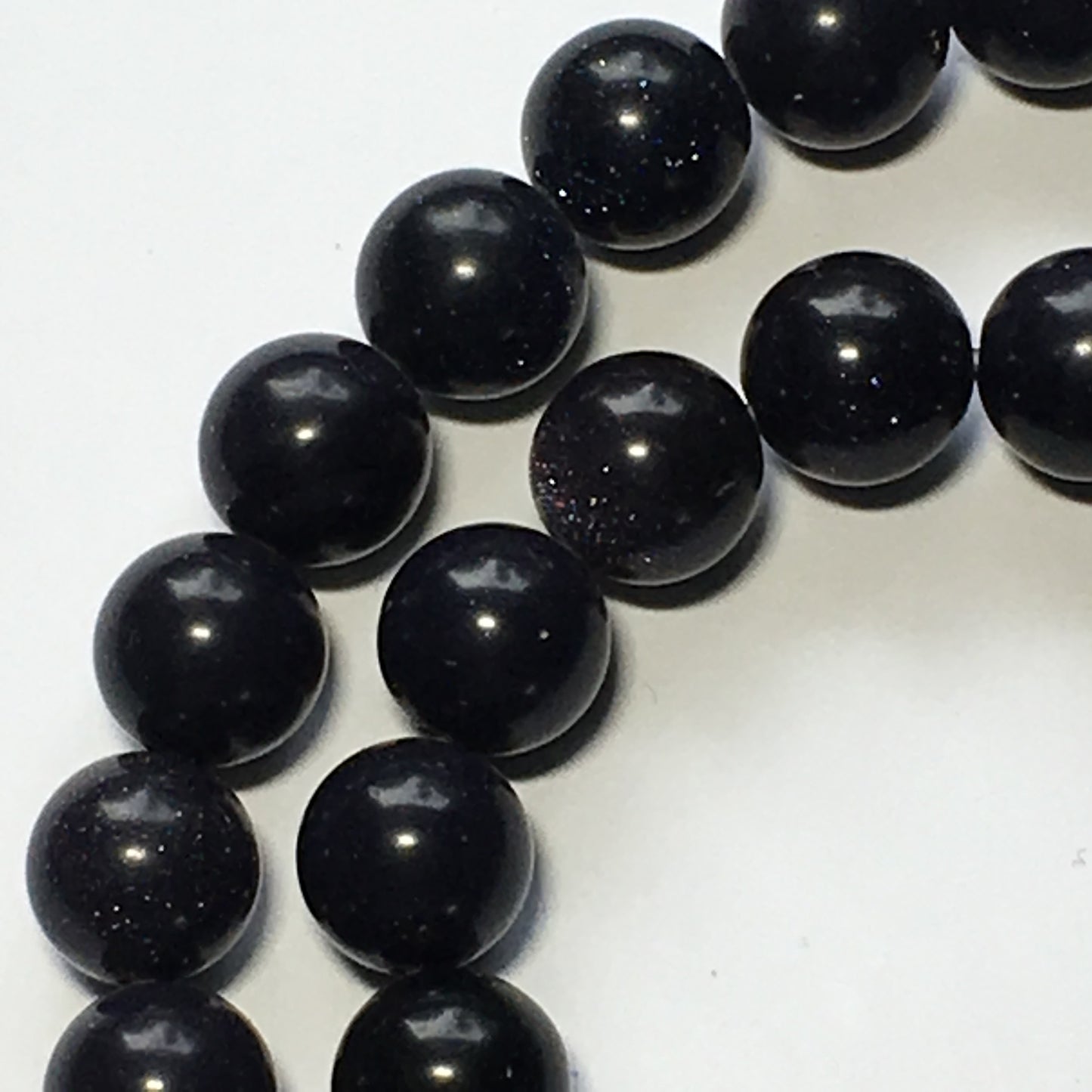 Blue Goldstone Semi-Precious Stone Round Beads, 10 mm - 39 Beads