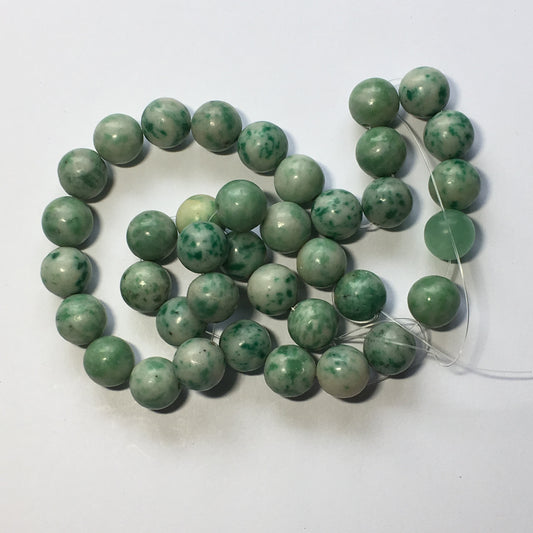 Green Tree Agate Round Beads 10 mm Rounds, Semi-Precious Stone, 14-Inch Strand, 38 Beads