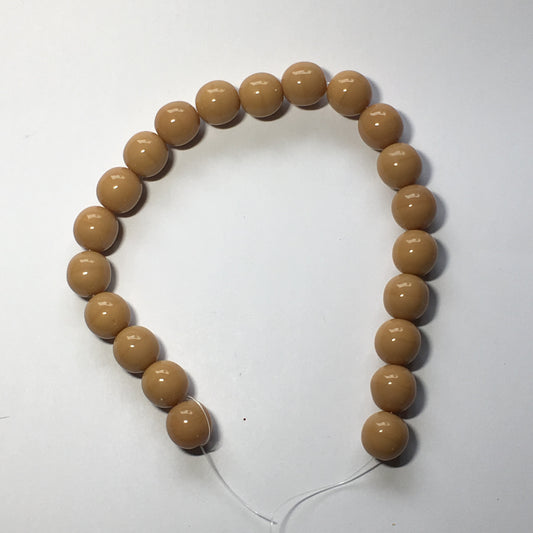 Brown with Slight Brown Ring Around Center Glass Round Beads , 12 mm -  21 Beads