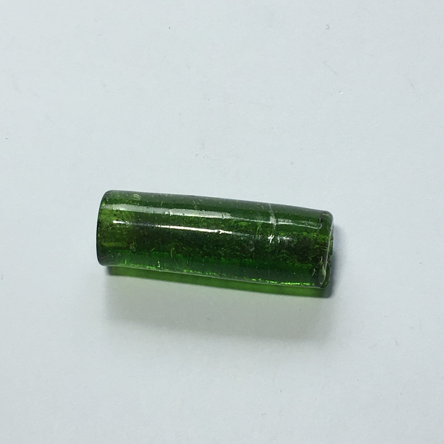 Transparent Dark Green Tubular LampWork Glass Bead Pendant/Focal Bead, 30 x 10 mm