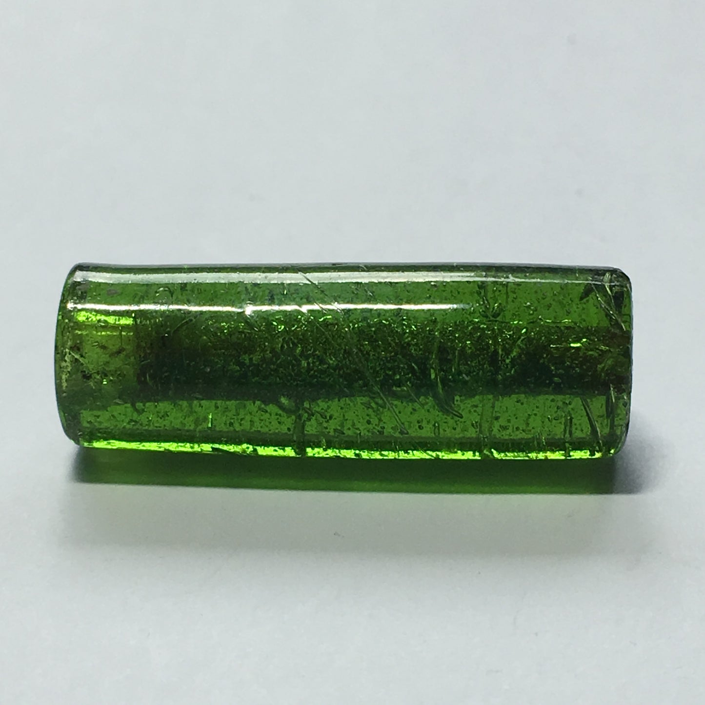 Transparent Dark Green Tubular LampWork Glass Bead Pendant/Focal Bead, 30 x 10 mm