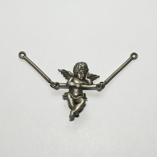 Pewter Finish Swinging Angel 3-Bar Focal Piece, 35 x 90 mm