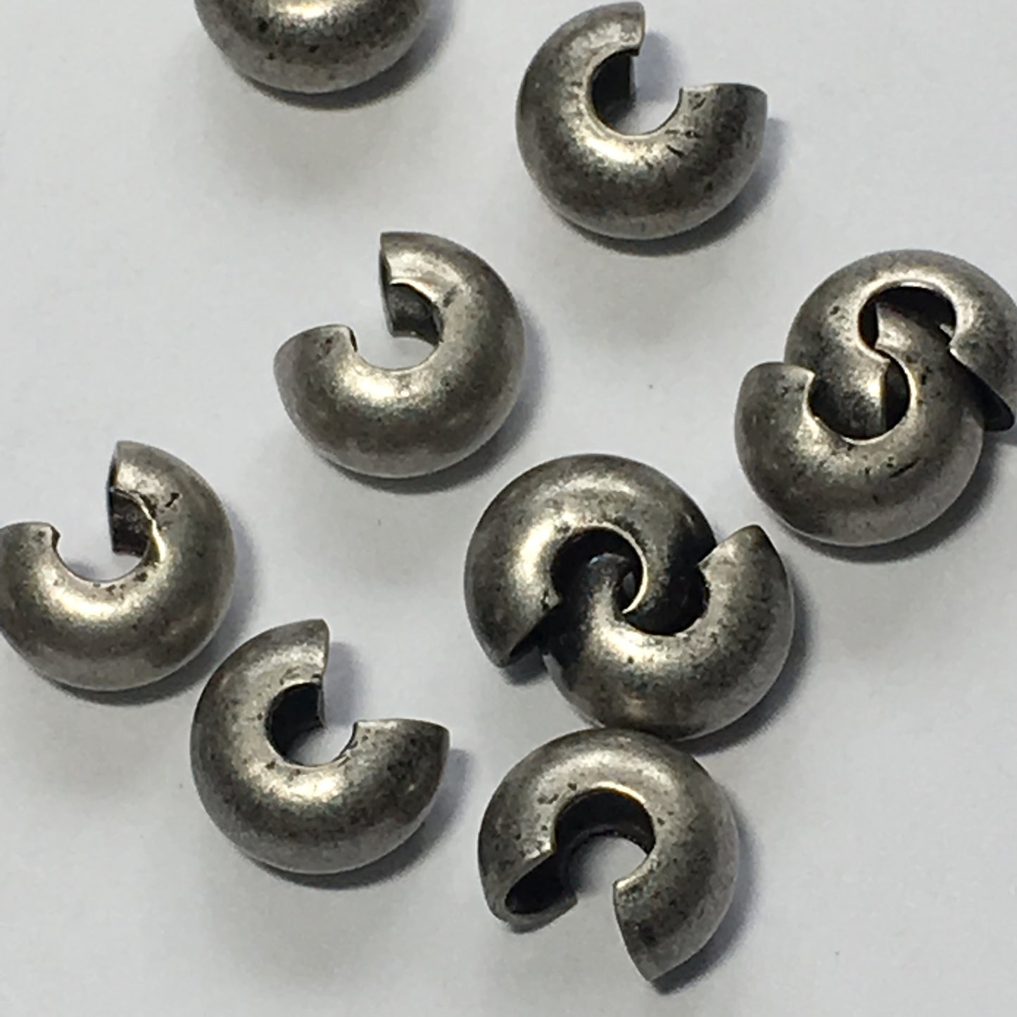 Pewter Finish Crimp Bead Covers, 3 mm Wide- 12 Covers