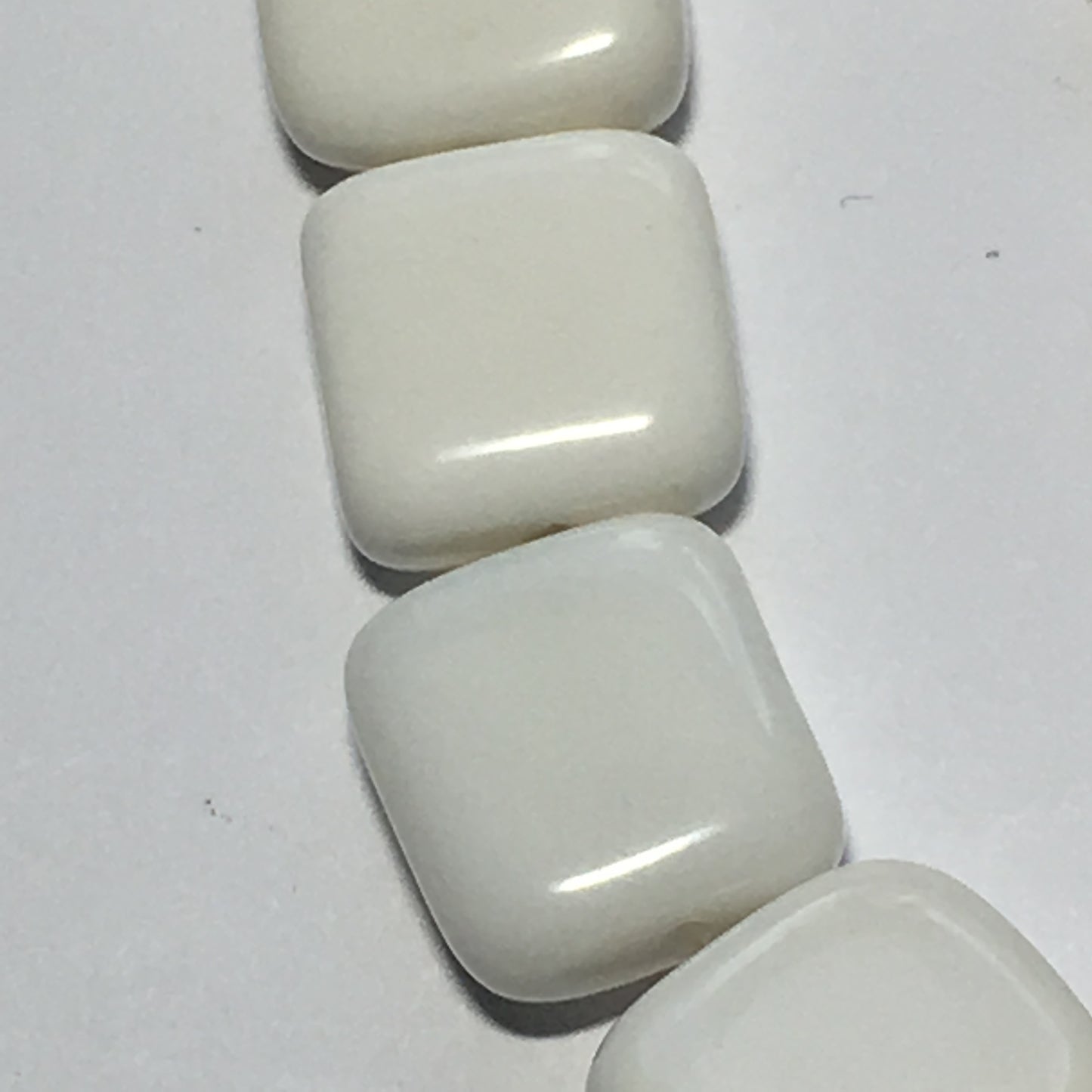 White Stone Square Flat Beads 10 mm 34 Beads on 14-Inch Strand