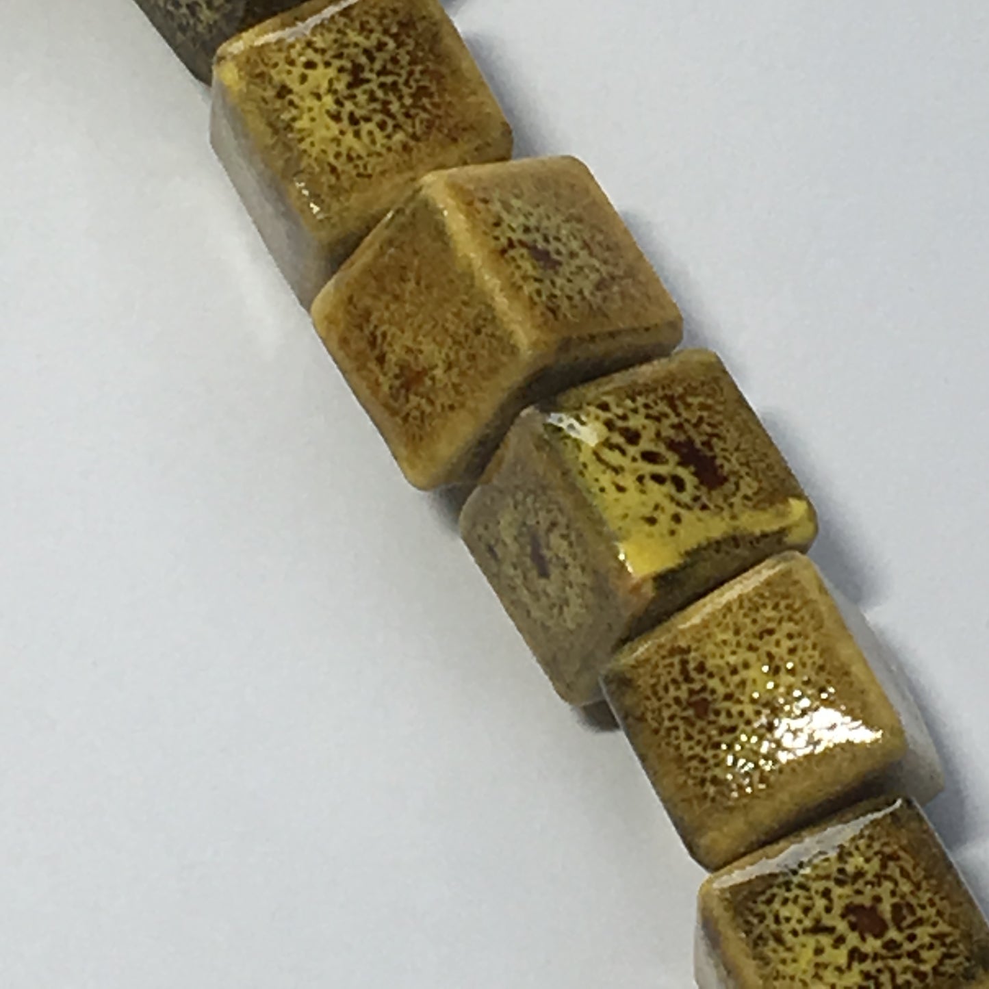 Yellow Speckled Ceramic Cube / Square Beads, 8 mm - 24 Beads