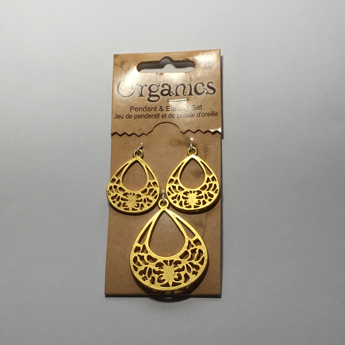 Ensemble de pendentifs et boucles d'oreilles Organics - Couleur or 45 et 30 mm