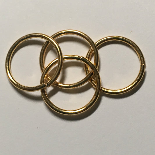 12 mm 19-Gauge Gold Unsoldered .92 mm Split Jump Rings - 4 Rings