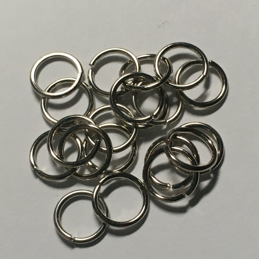 7 mm 21-Gauge Silver  0.71 mm Unsoldered Split Jump Rings - 20 Rings