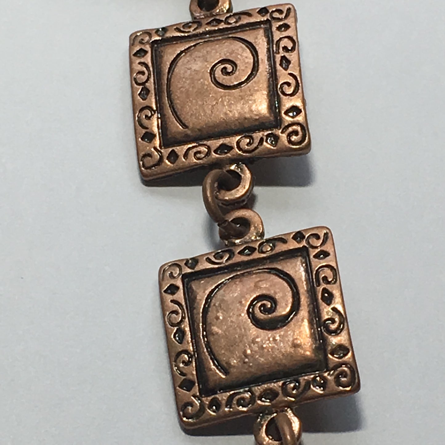 Beyond Beautiful Antique Silver, Antique Copper or Antique Gold Square Swirl Spacer Link , 15 mm  - 7 Links