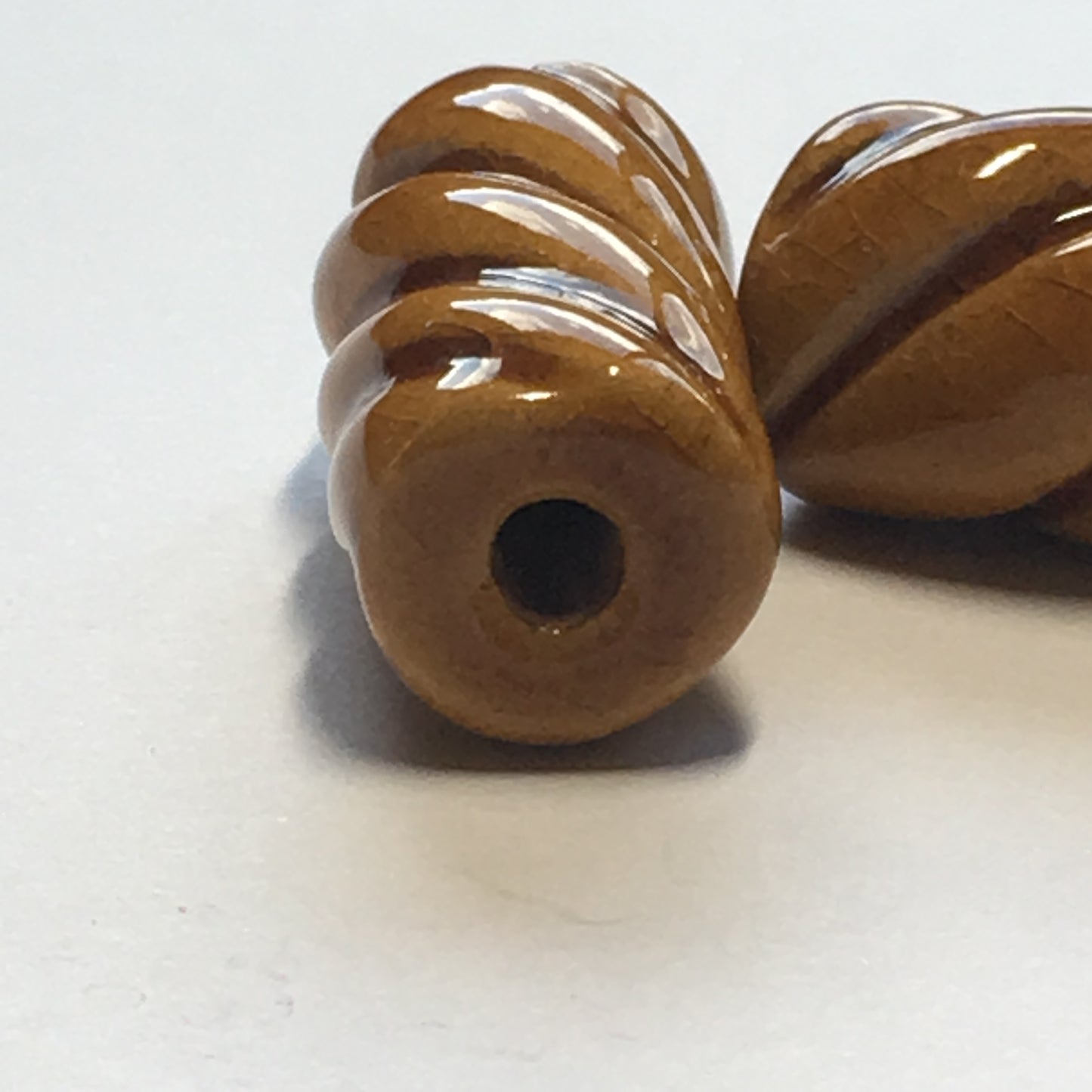 Brown Ceramic Twist Beads, 25 mm - 2 Beads