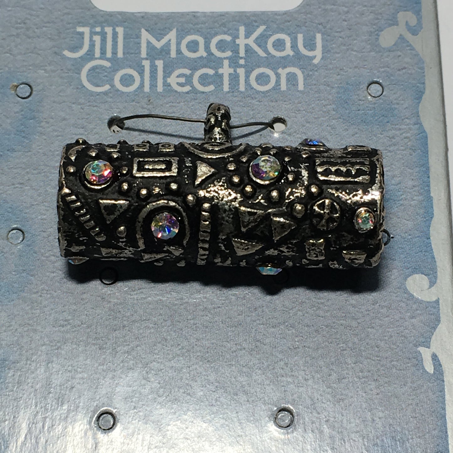 Sterling Plated and Crystal Slide Pendant 36.5 mm Jill MacKay Collection