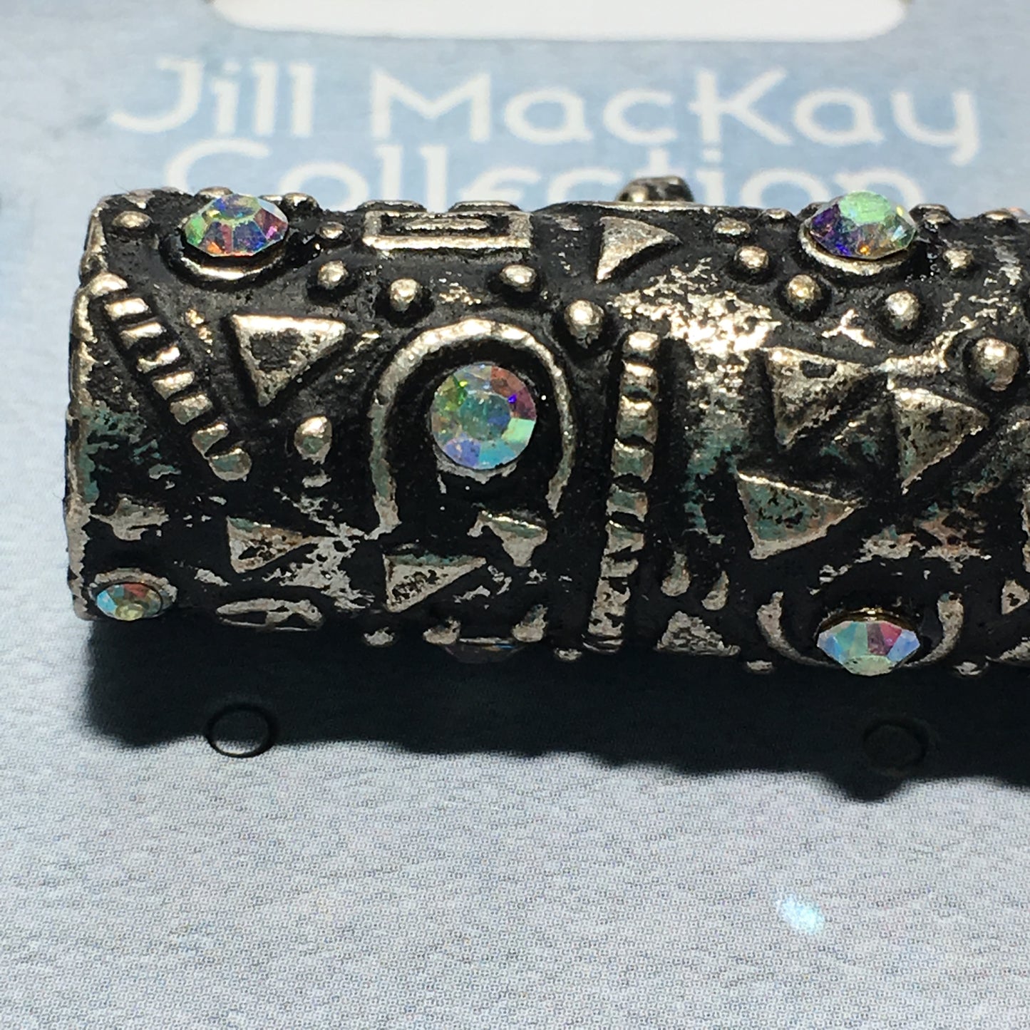 Sterling Plated and Crystal Slide Pendant 36.5 mm Jill MacKay Collection