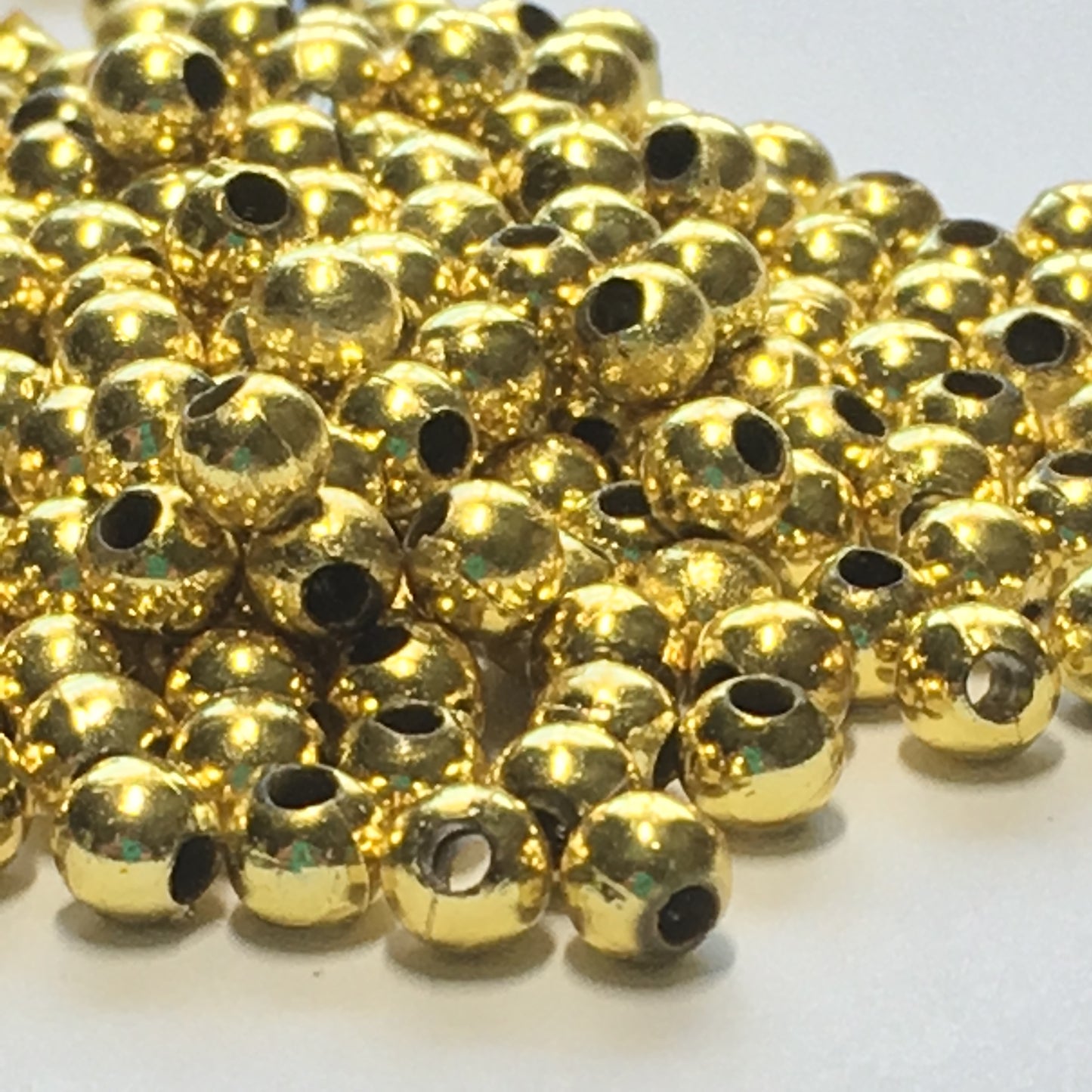 Gold Acrylic Round Beads, 4 mm - Approximately 200 Beads