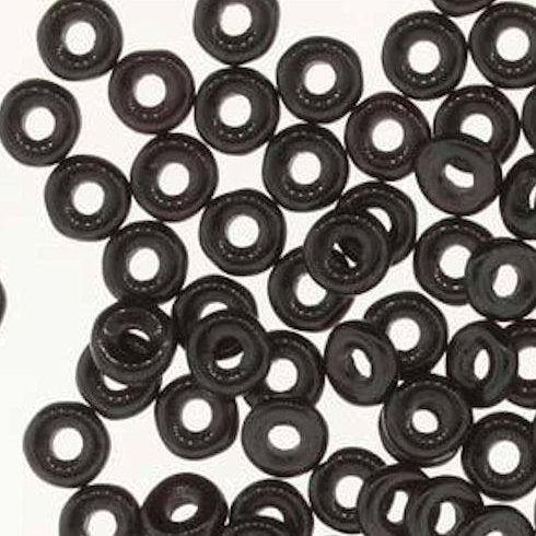 Czech O Bead 3.8 x 1 mm 23980 Jet Beads (Circle, Zero, Donut) - 5 gm