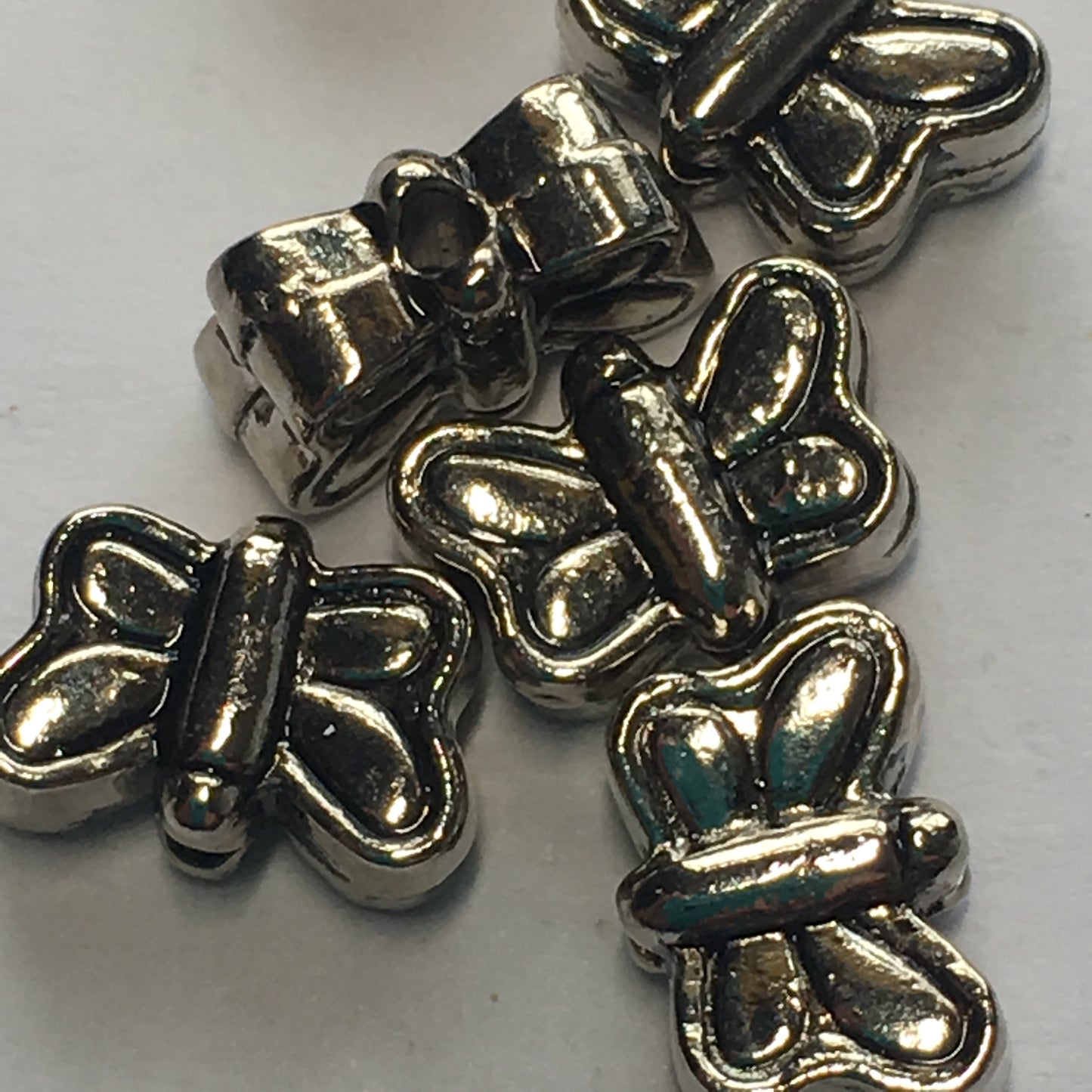 Antique Silver Butterfly Beads, 6 x 10 mm - 5 or 10 Beads