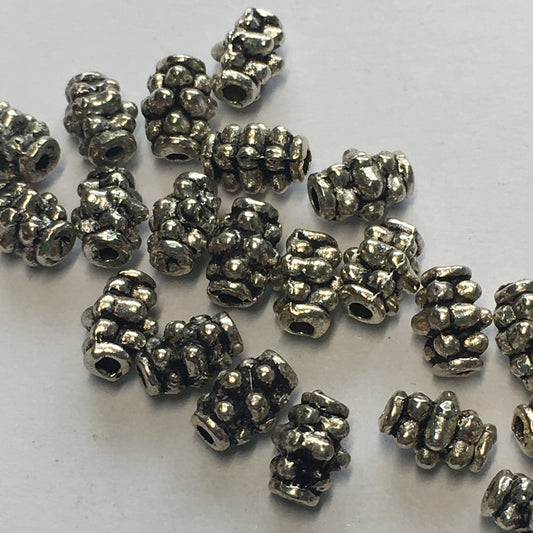 Antique Silver Bali Style Barrel Spacer Beads, 6 mm - 22 Beads