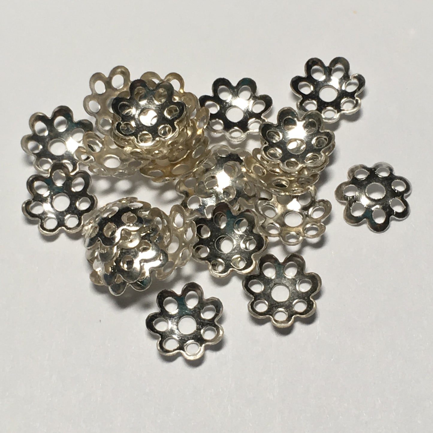 Silver Bead Caps, 8 mm  - 14 or 20 Caps