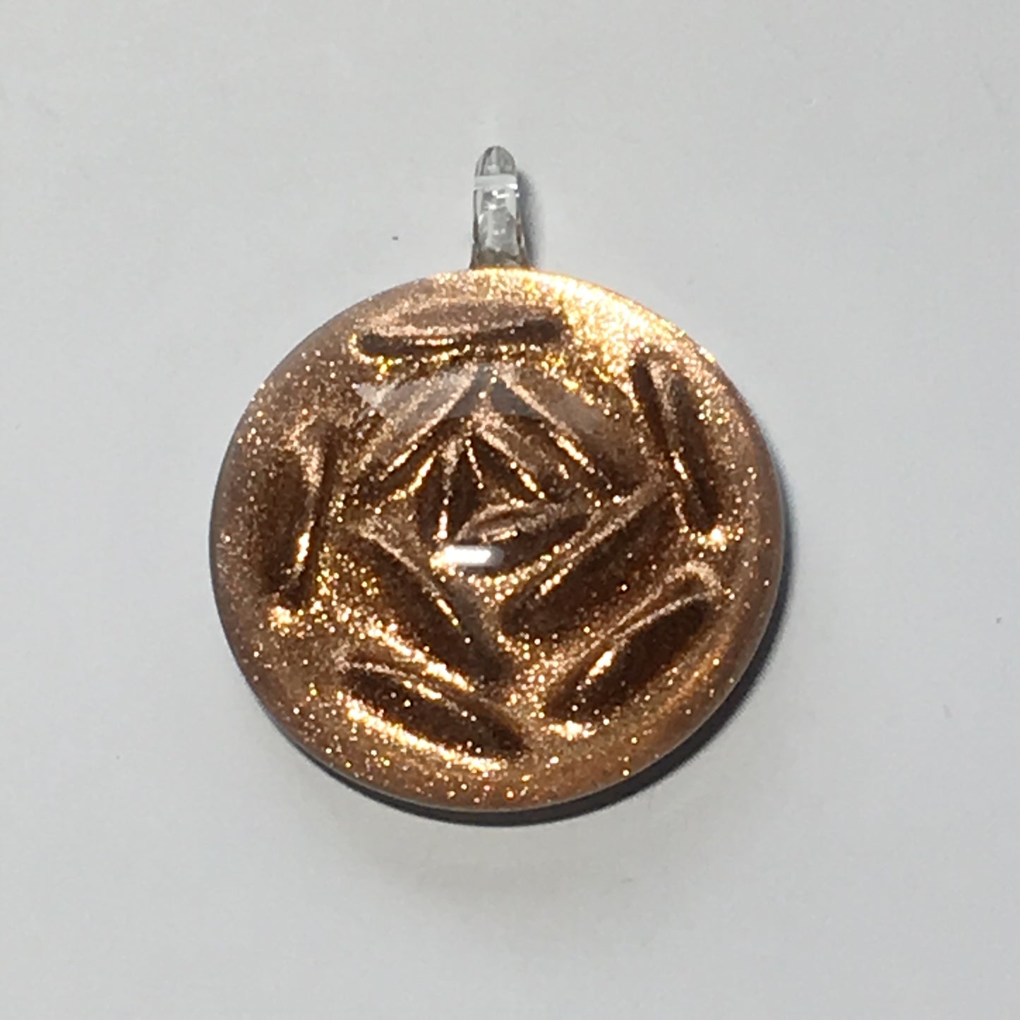Dichroic Copper Clear Domed Rose Pendant, 40 x 33 x 12 mm