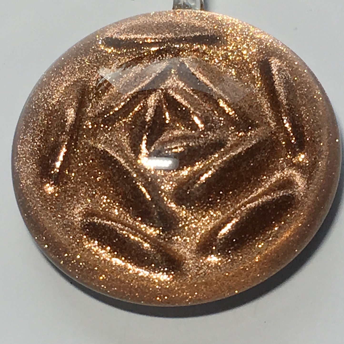 Dichroic Copper Clear Domed Rose Pendant, 40 x 33 x 12 mm