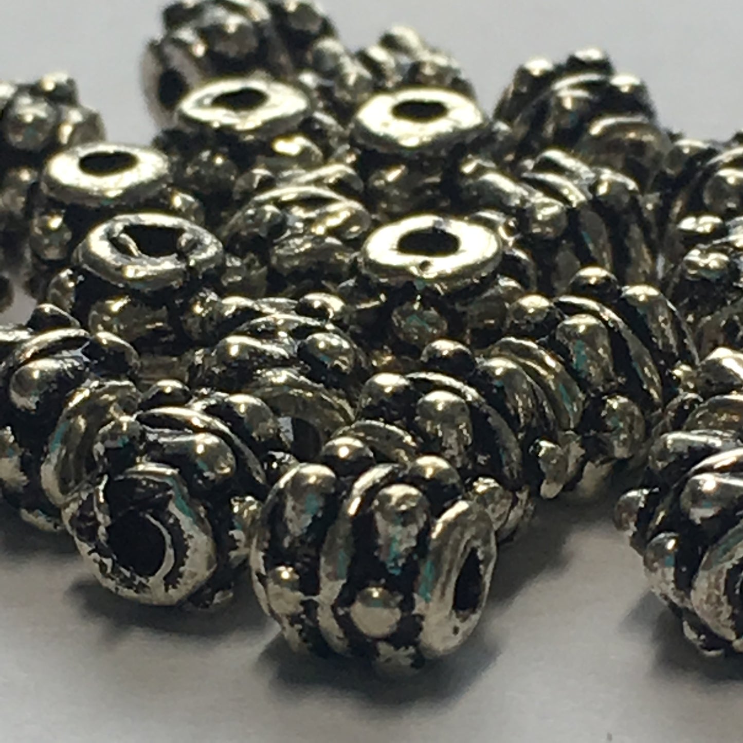 Antique Silver Bali Style Spacer Beads, 5 mm - 15 or 25 Beads