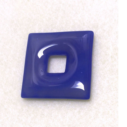Blue Agate Semi-Precious Stone Square 40 x 6 mm with 12 mm Square Hole  - 1 piece
