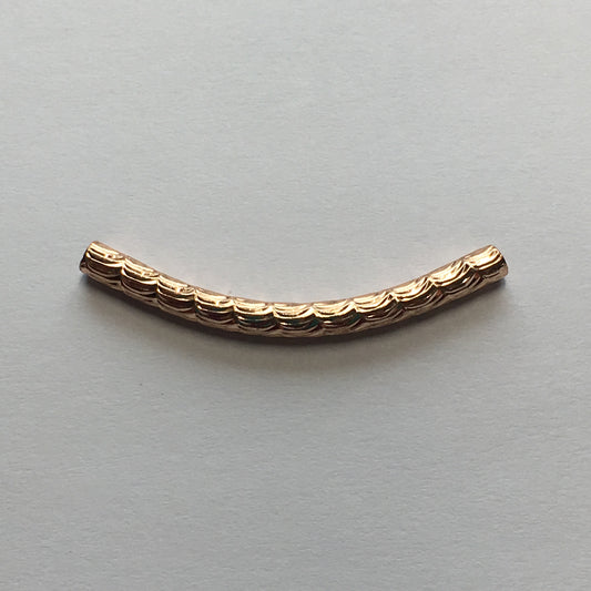 Rose Gold Textured Curved Tube Bead 3 x 35 mm